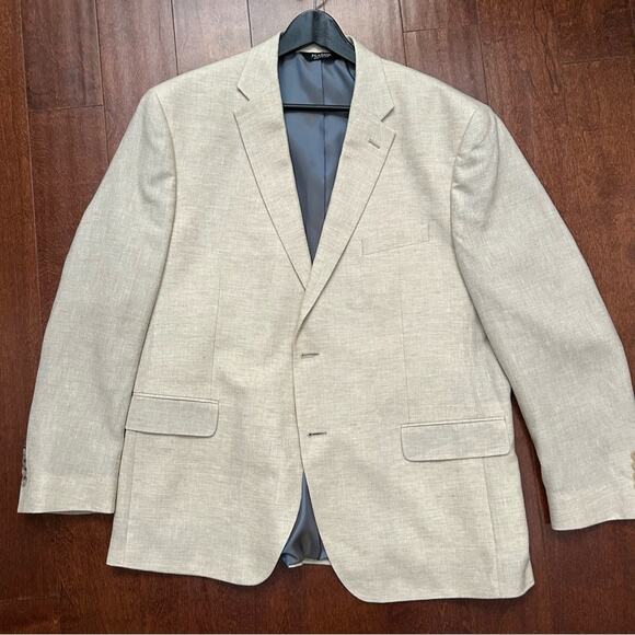 Jos. A. Bank Men’s Linen and Wool Blend Tan Sport Coat Blazer, Size 46R - Picture 2 of 16